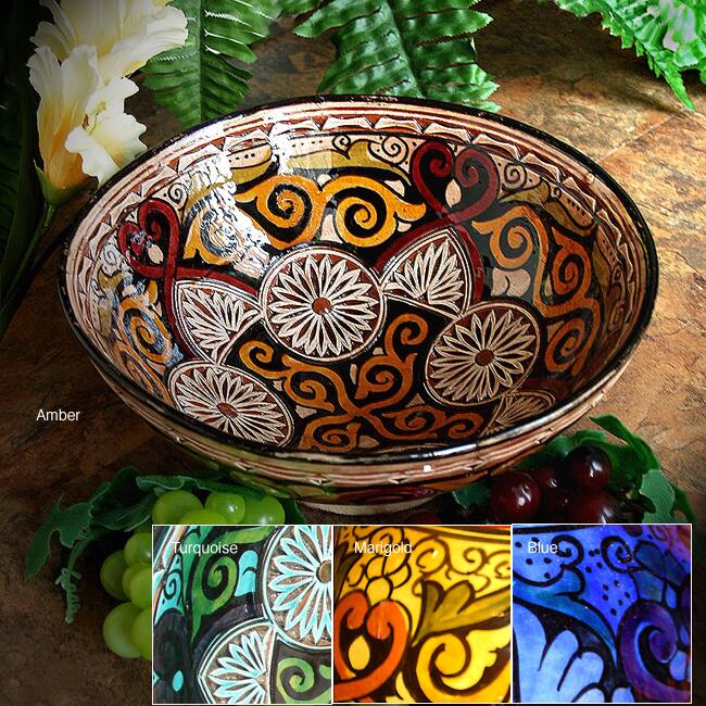 Handmade Engraved Ceramic Bowl (Morocco)