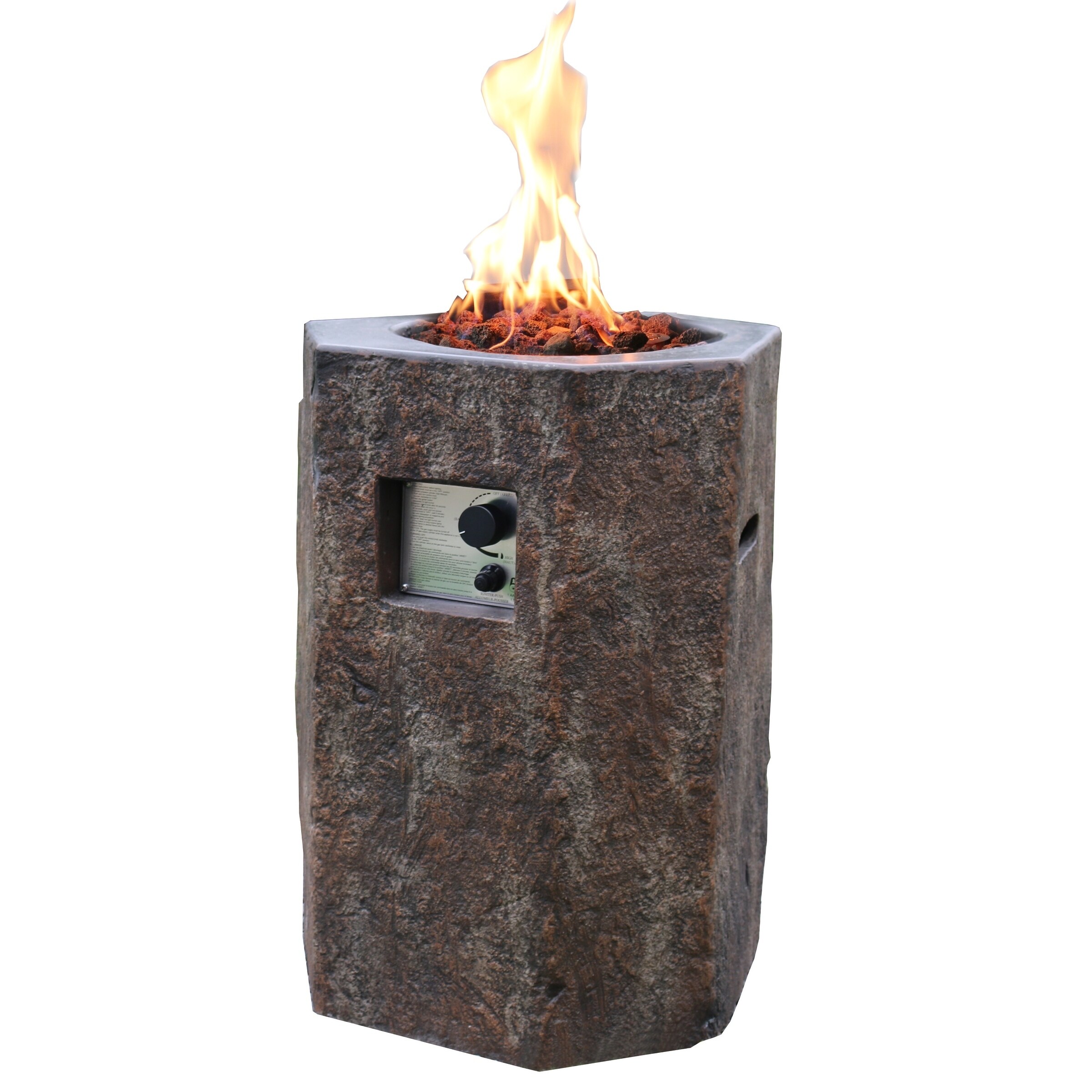 Shop Modeno Basalt Column Brown Concrete Propane 40 000 Btus Fire Pit Overstock 30029299