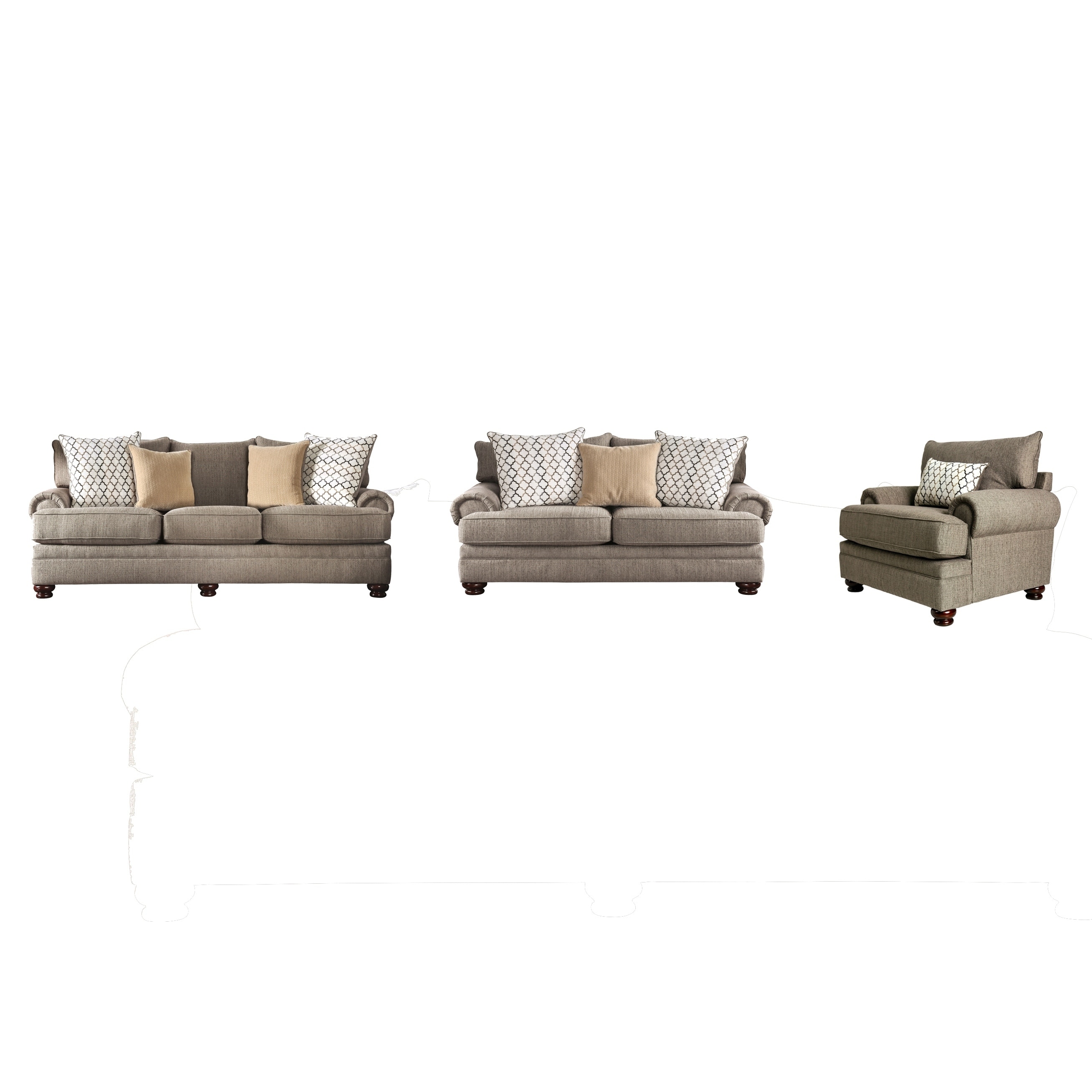 Shop Furniture Of America Liva Transitional Brown 3 Piece Living Room Set Overstock 30031751