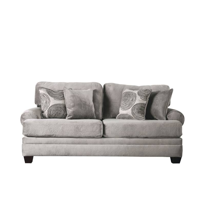 Jeta Contemporary Microfiber Padded 3-Piece Living Room Set with Ottoman by Furniture of America