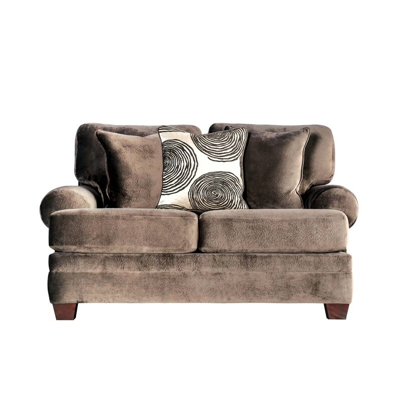 Jeta Contemporary Microfiber Padded 3-Piece Living Room Set with Ottoman by Furniture of America