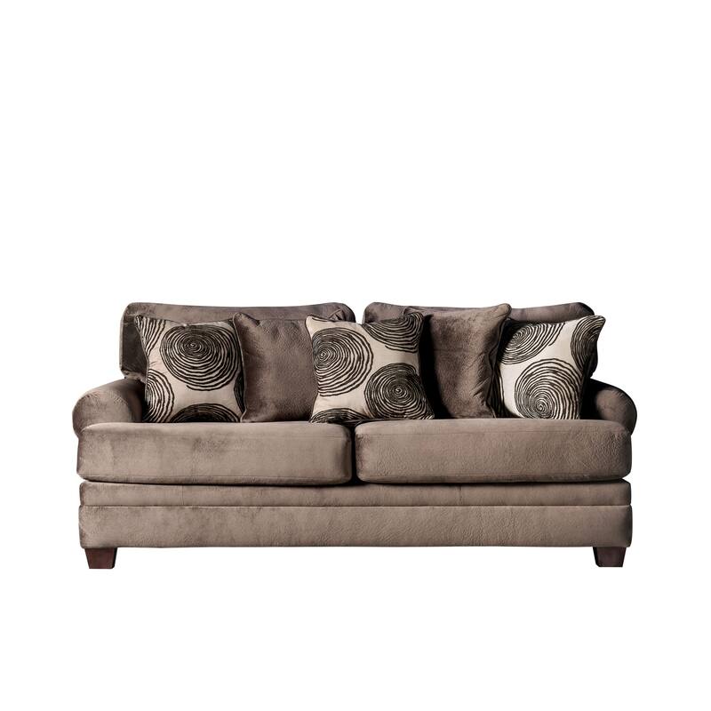 Jeta Contemporary Microfiber Padded 3-Piece Living Room Set with Ottoman by Furniture of America