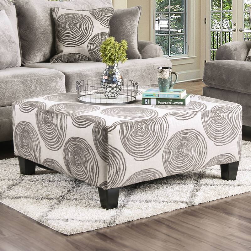 Jeta Contemporary Microfiber Padded 3-Piece Living Room Set with Ottoman by Furniture of America