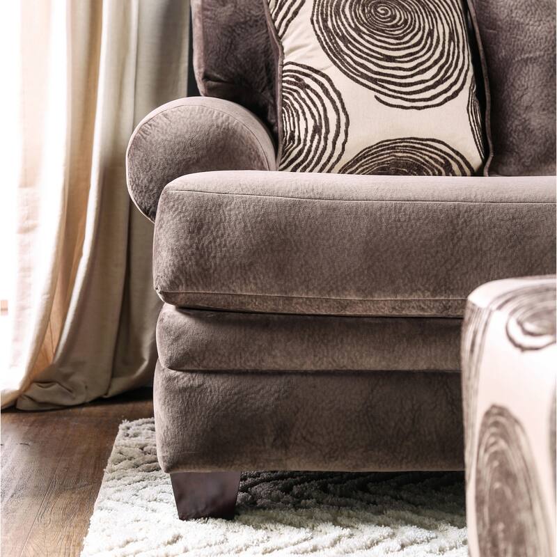 Jeta Contemporary Microfiber Padded 3-Piece Living Room Set with Ottoman by Furniture of America