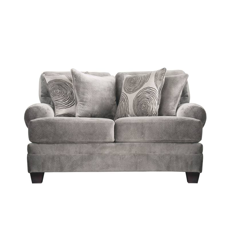 Jeta Contemporary Microfiber Padded 3-Piece Living Room Set with Ottoman by Furniture of America