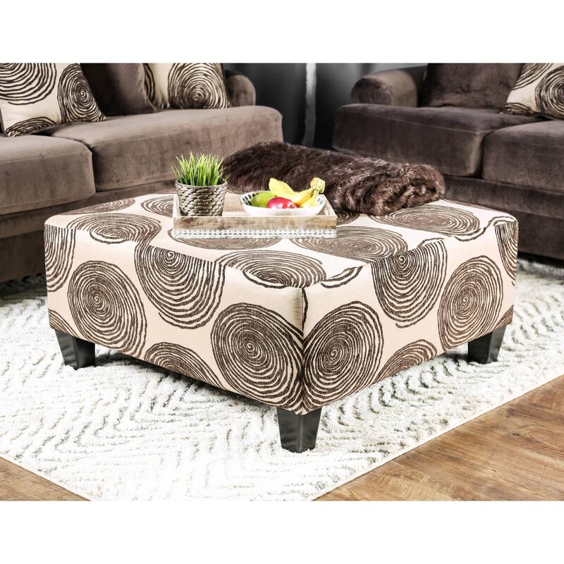 Jeta Contemporary Microfiber Padded 3-Piece Living Room Set with Ottoman by Furniture of America