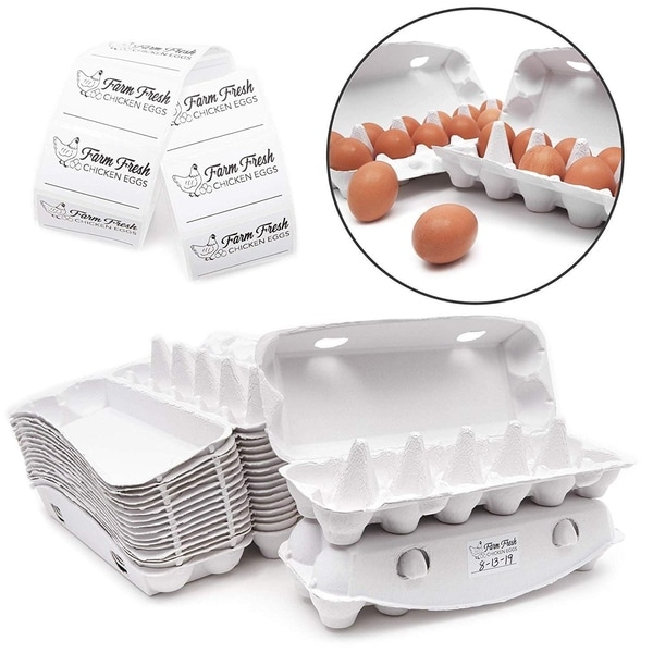 Juvale Paper 12-Count Egg Cartons with Labels (18 Pack Bulk Set)