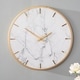 preview thumbnail 2 of 6, Silver Orchid Leander White Marble and Gold Wall Clock