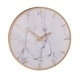 preview thumbnail 3 of 6, Silver Orchid Leander White Marble and Gold Wall Clock