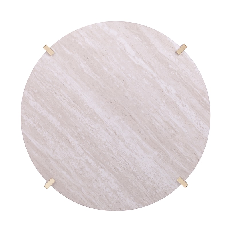 SEI Furniture Aldea Round Faux Marble Coffee Table with Shelf