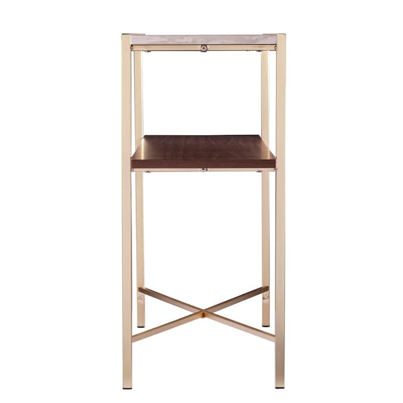 SEI Furniture Aldea Modern Console Table with a Faux marble Tabletop and Faux Wood Shelf