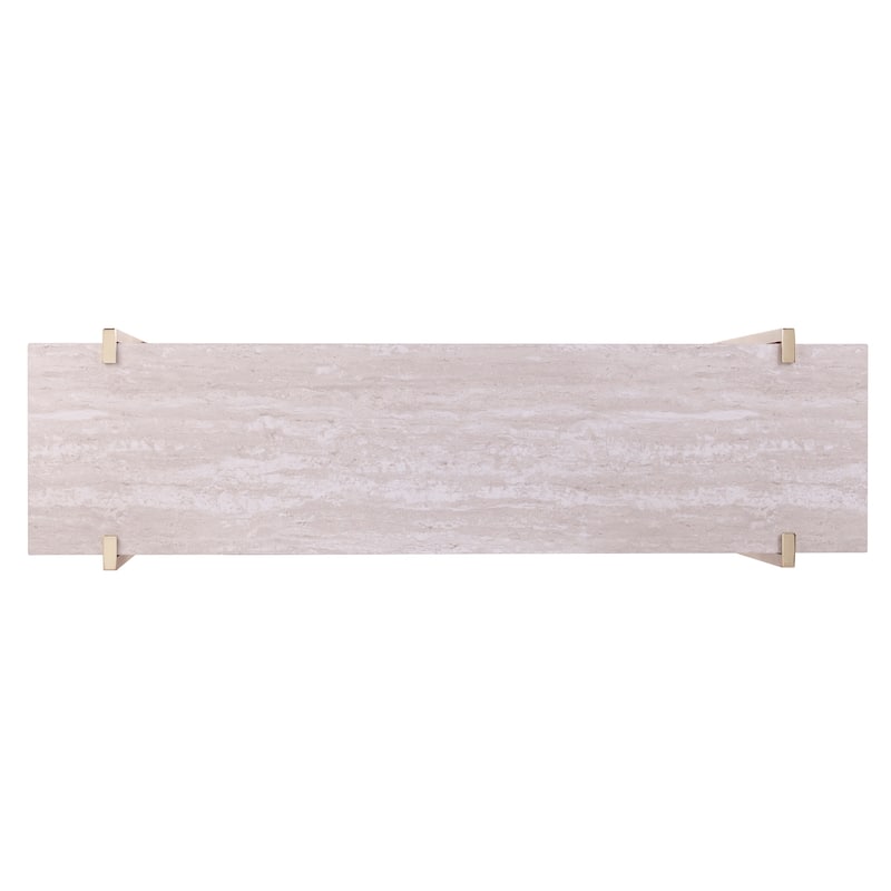 SEI Furniture Aldea Modern Console Table with a Faux marble Tabletop and Faux Wood Shelf