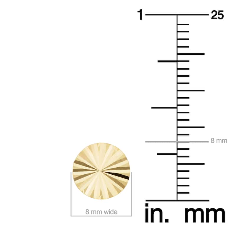 14K Yellow Gold 8 millimeter Diamond-cut Disc Stud Earrings