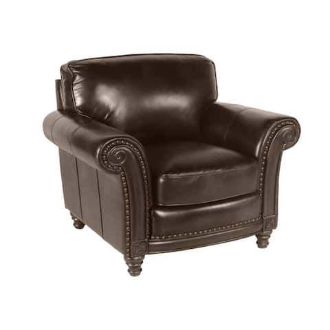 Copper Grove Michelena Cushioned Chocolate Leather Chair