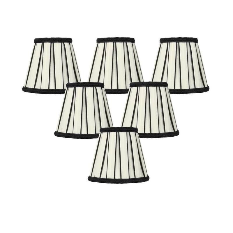 Set of 6 Eggshell with Black Chandelier Clip-On Lampshade 3x5x5