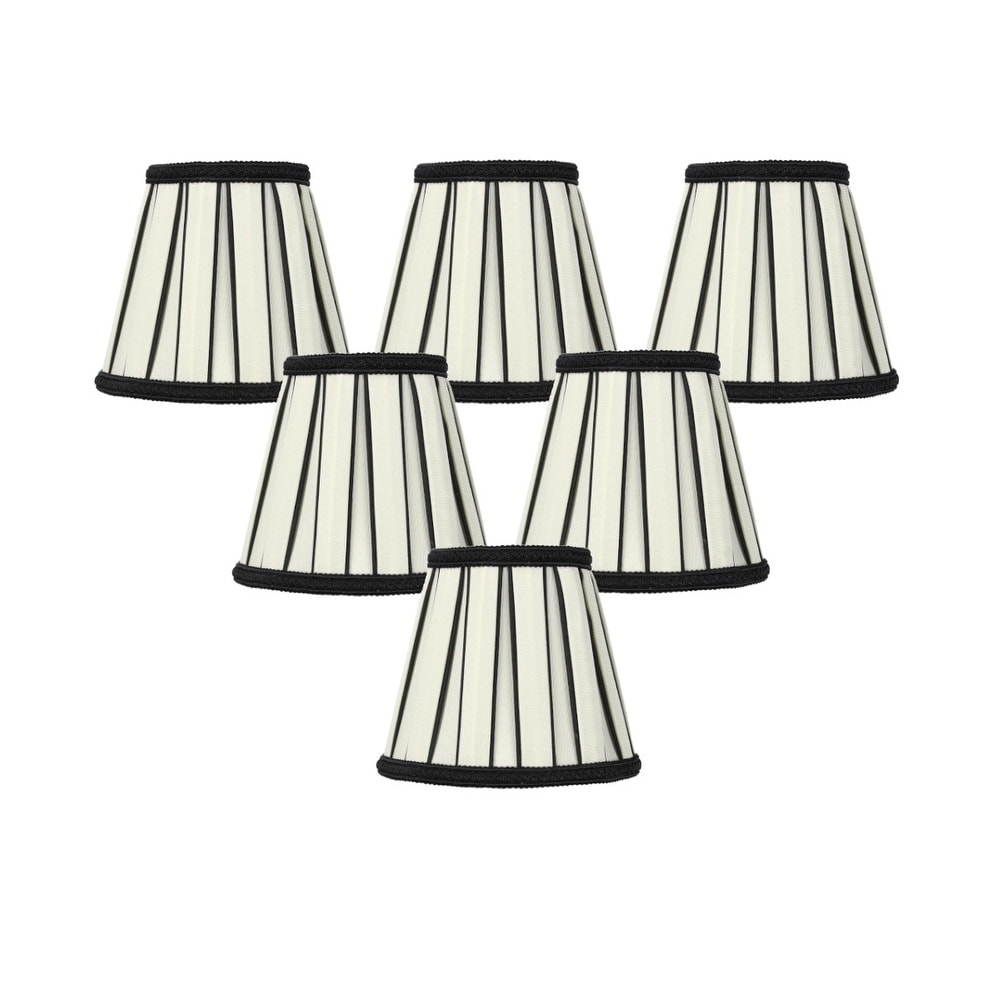 Set of 6 Eggshell with Black Chandelier Clip-On Lampshade 3x5x5