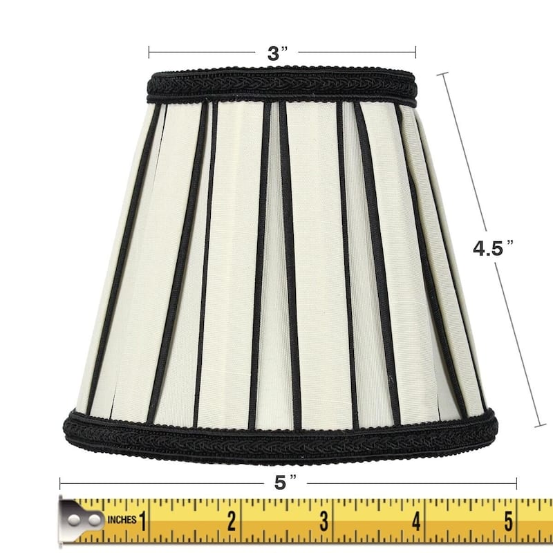 Set of 6 Eggshell with Black Chandelier Clip-On Lampshade 3x5x5