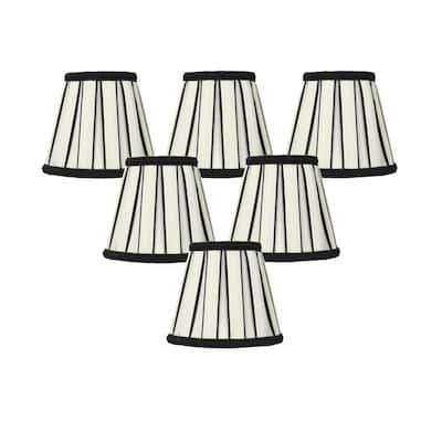 Set of 6 Eggshell with Black Chandelier Clip-On Lampshade 3x5x5