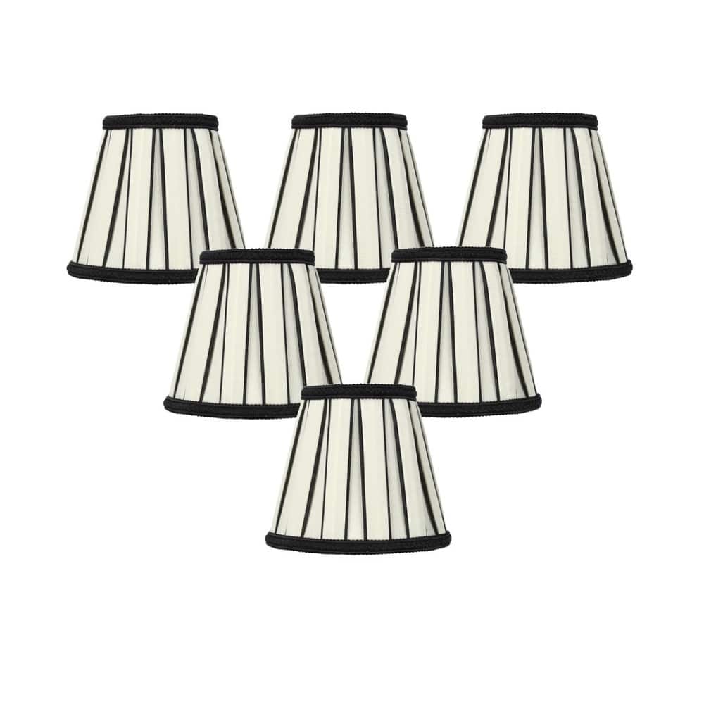Set of 6 Eggshell with Black Chandelier Clip-On Lampshade 3x5x5