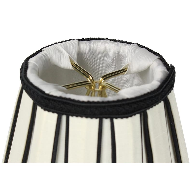 Set of 6 Eggshell with Black Chandelier Clip-On Lampshade 3x5x5