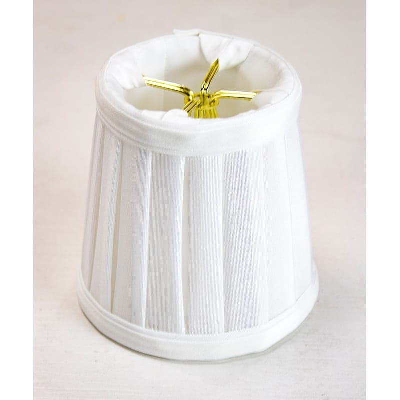 Set of 6 Down White Pleated Clip-on Candelabra Lampshade 3x4x4