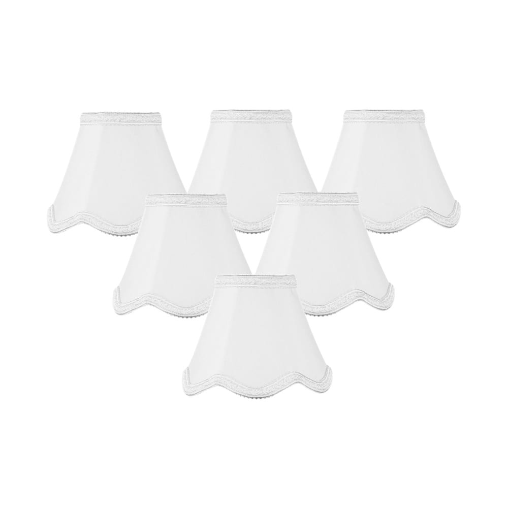 Set of 6 Down White Scallop Clip-on Candelabra Lampshade 2.5x5x4
