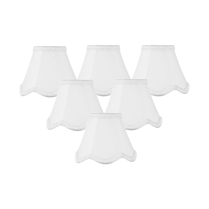 Set of 6 Down White Scallop Clip-on Candelabra Lampshade 2.5x5x4