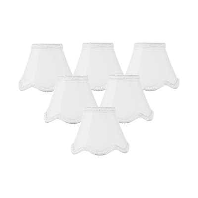Set of 6 Down White Scallop Clip-on Candelabra Lampshade 2.5x5x4