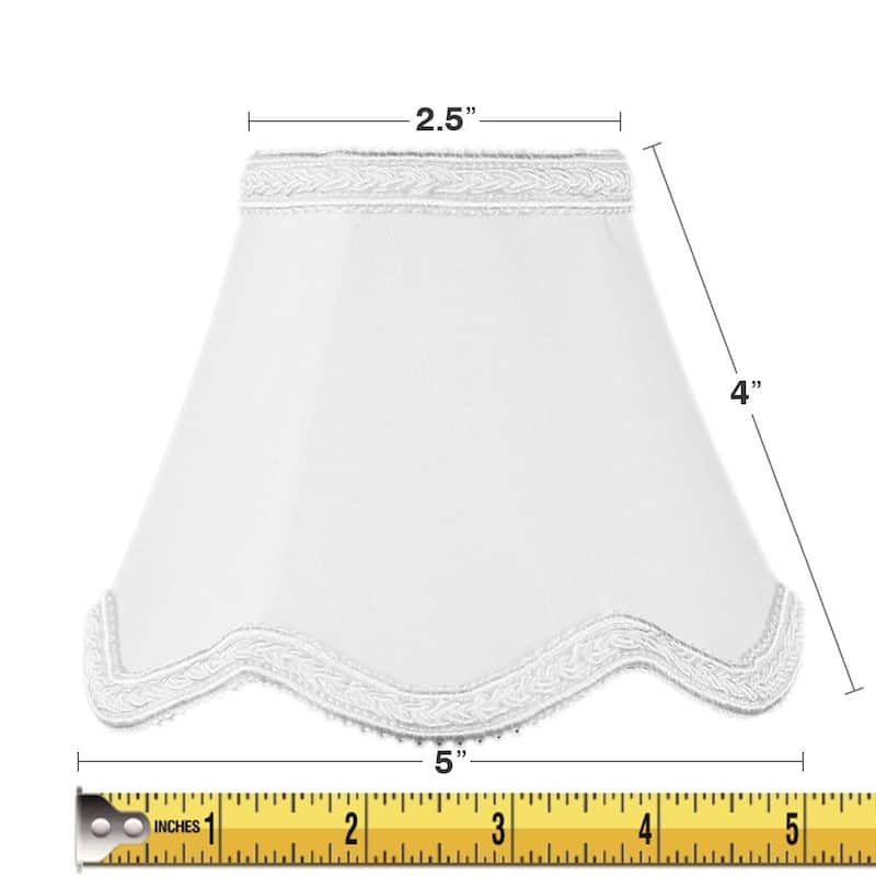 Set of 6 Down White Scallop Clip-on Candelabra Lampshade 2.5x5x4