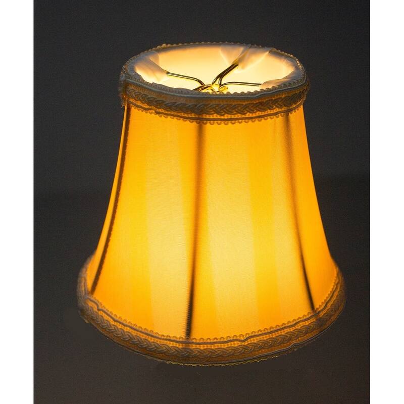 Set of 6 Beige Striped Chandelier Clip-On Premium Lampshade 3x5x4.5