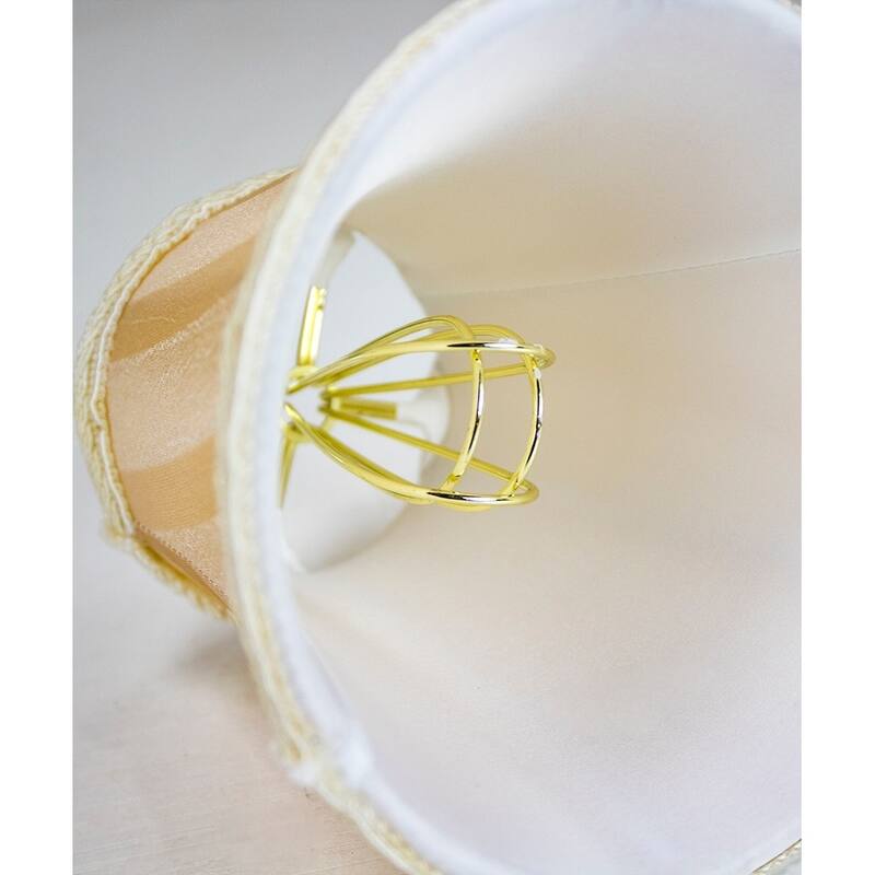 Set of 6 Beige Striped Chandelier Clip-On Premium Lampshade 3x5x4.5