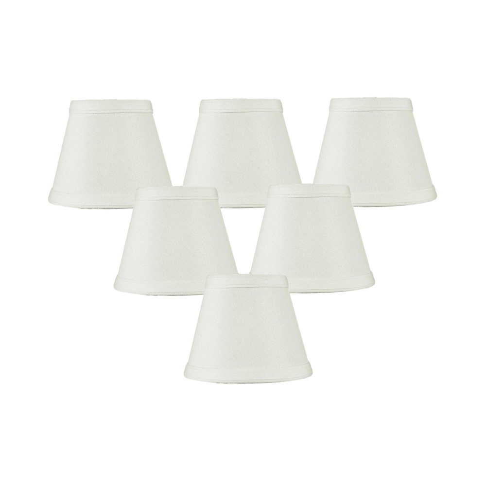 Set of 6 Clip-on Candelabra Lamp Shade Light Oatmeal Fabric 3x5x4
