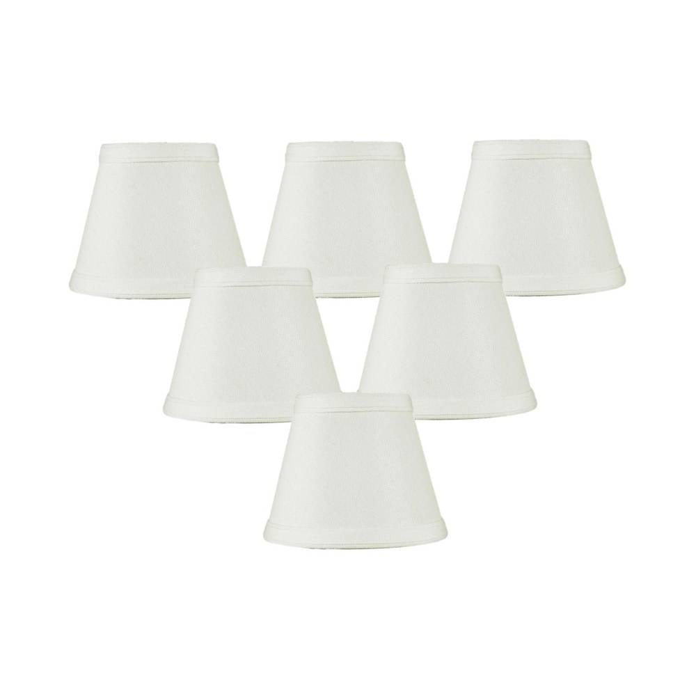 Set of 6 Clip-on Candelabra Lamp Shade Light Oatmeal Fabric 3x5x4
