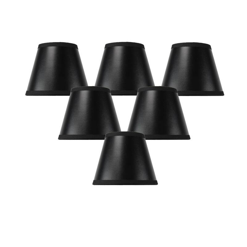 Set of 6 Black Parchment Gold-Lined Chandelier Candle Lampshade 3x5x4 - N/A