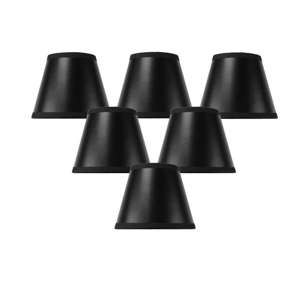 Set of 6 Black Parchment Gold-Lined Chandelier Candle Lampshade 3x5x4