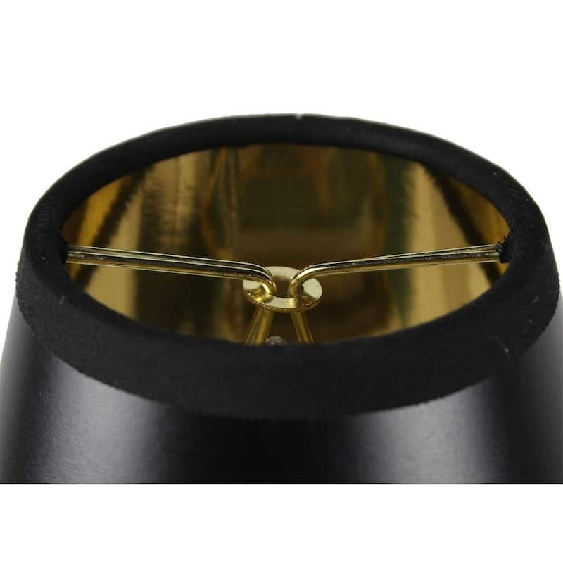Set of 6 Black Parchment Gold-Lined Chandelier Candle Lampshade 3x5x4