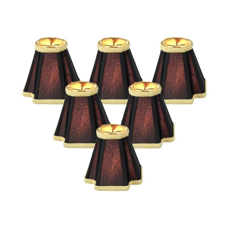 Set of 6 Black with Gold Liner Chandelier Clip-On Lampshade 2x5x5