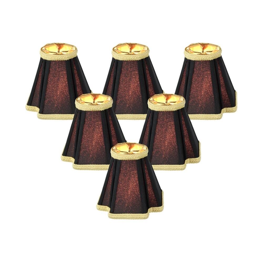 Set of 6 Black with Gold Liner Chandelier Clip-On Lampshade 2x5x5