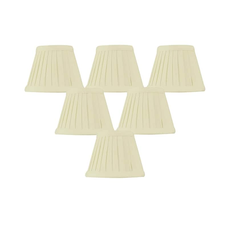 Set of 6 Crisp Linen Pleated Clip-on Candelabra Lampshade 3x5x4
