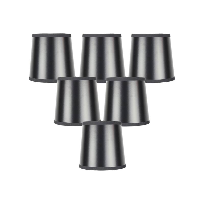 Set of 6 Black Parchment Gold-Lined Drum Chandelier Clip-On Lampshade