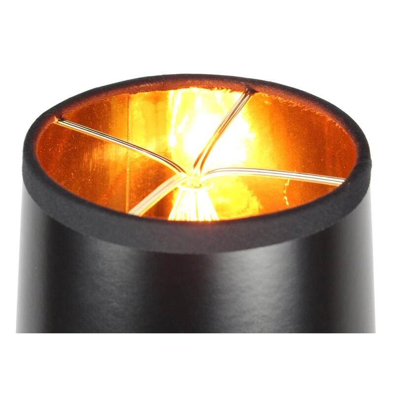 Set of 6 Black Parchment Gold-Lined Drum Chandelier Clip-On Lampshade