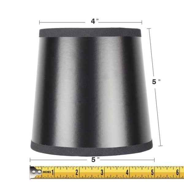 Set of 6 Black Parchment Gold-Lined Drum Chandelier Clip-On Lampshade ...