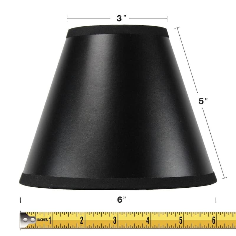 Set of 6 Black Parchment Gold-Lined Chandelier Candle Clip Lampshade