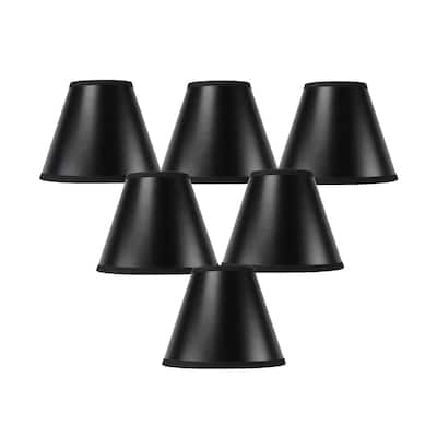 Set of 6 Black Parchment Gold-Lined Chandelier Candle Clip Lampshade