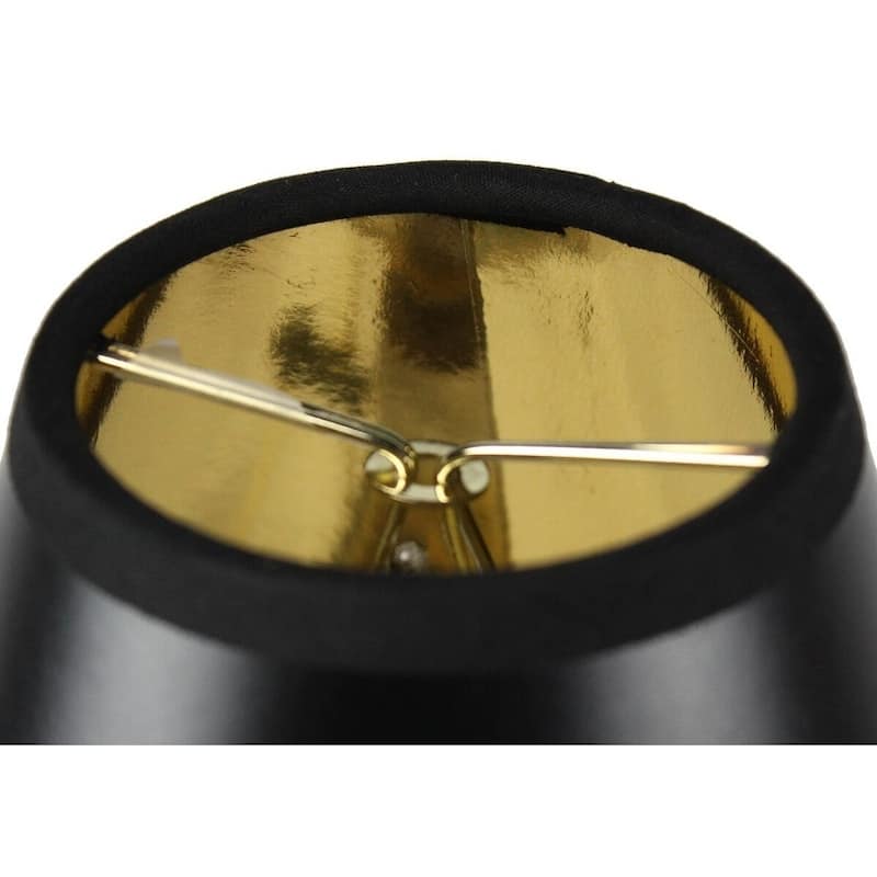 Set of 6 Black Parchment Gold-Lined Chandelier Candle Clip Lampshade