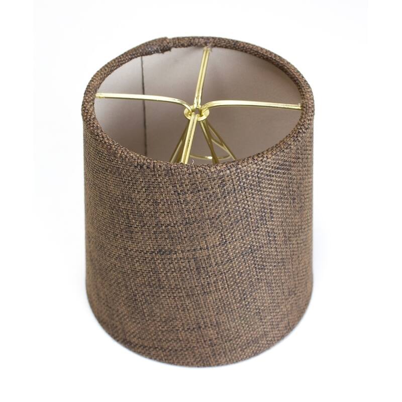 Set of 6 Chocolate Burlap Drum Chandelier Clip-On Lampshade 4x5x5