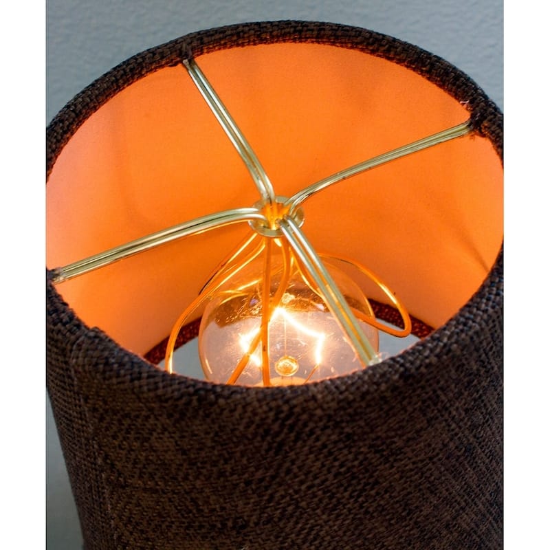 Set of 6 Chocolate Burlap Drum Chandelier Clip-On Lampshade 4x5x5