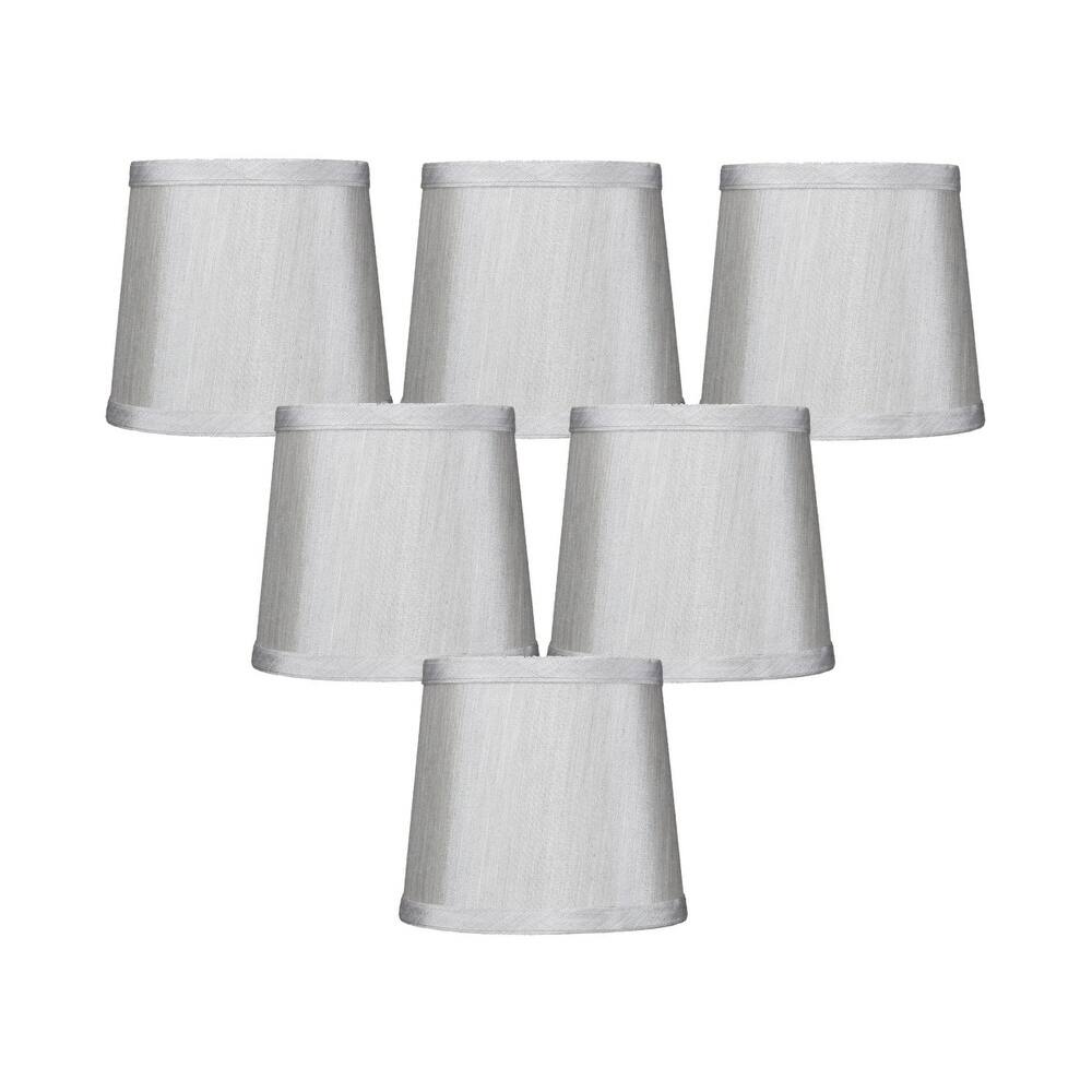 Set of 6 Gray Drum Chandelier Clip-On Lampshade 4x5x5