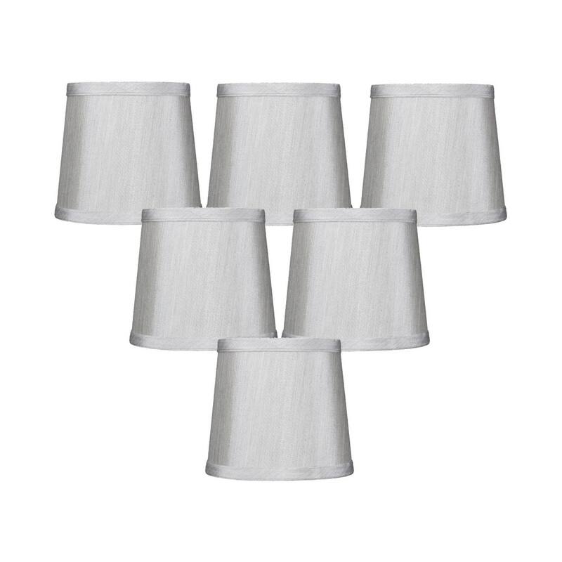 Set of 6 Gray Drum Chandelier Clip-On Lampshade 4x5x5