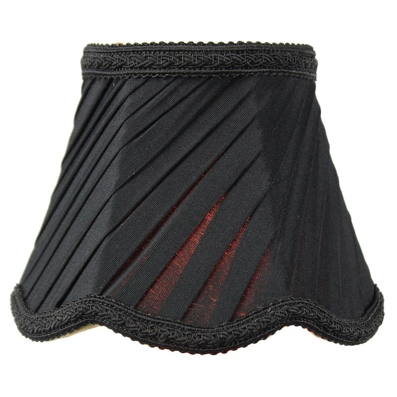 Set of 6 Pleated Scallop Clip-on Candelabra Black Lampshade 3x5x4